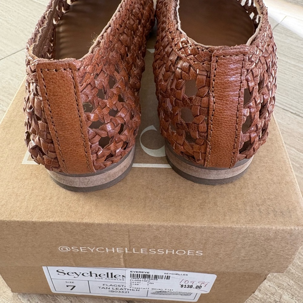 NWT Seychelles Women's Leather  Brown Woven Loafers - Picture 6 of 11